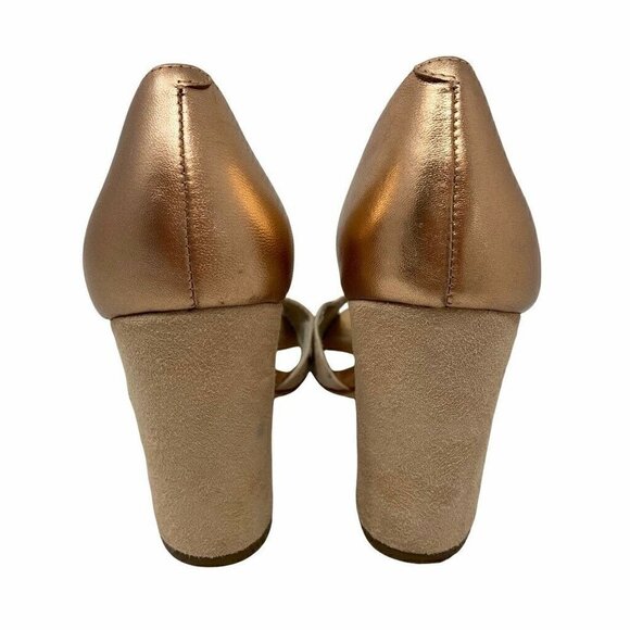 Anthropologie Guilhermina Womens Dorsay Block Heels Shoes Rose Gold Leather 6 M - Picture 6 of 8